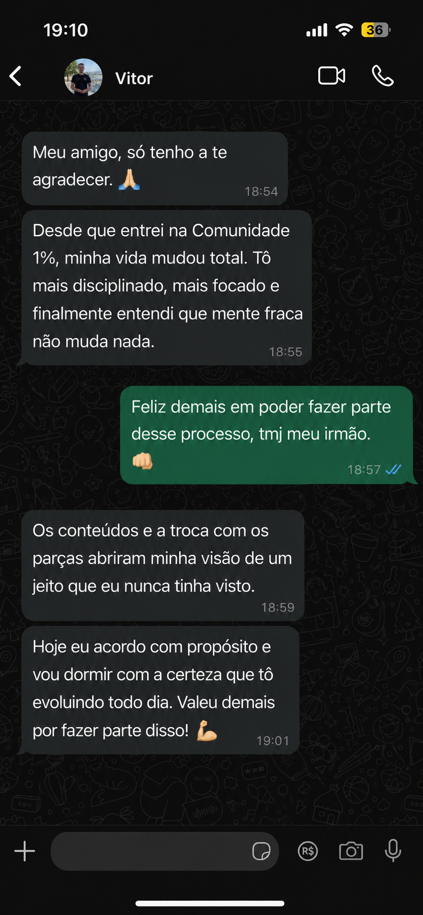 Print adicional de resultado da Comunidade 1%